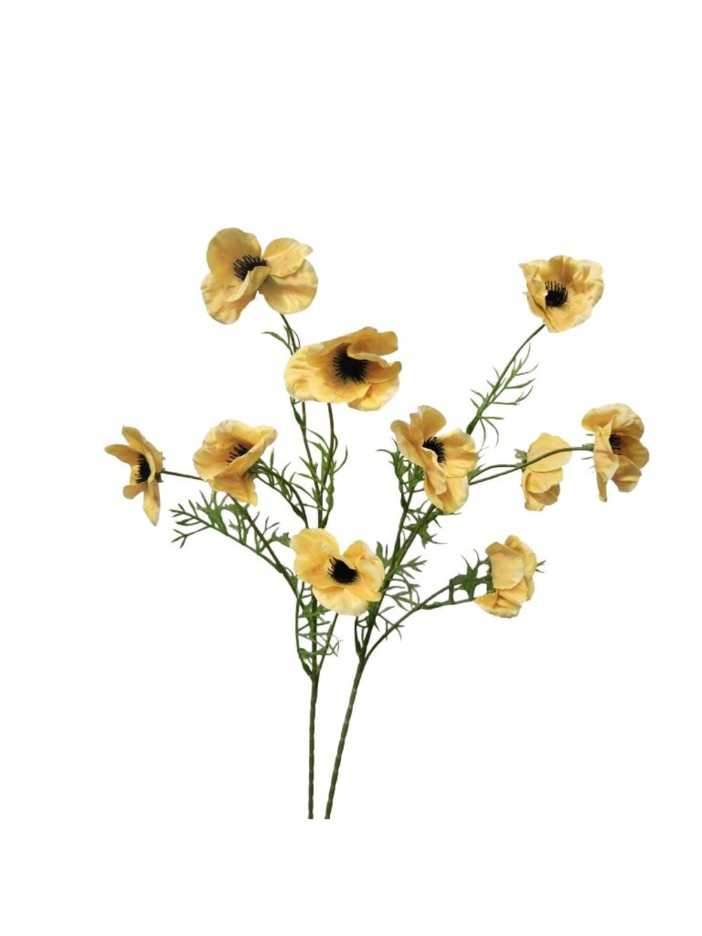 Artificial Yellow Poppy Stems Set of 2 29 Inch Faux Silk Flowers Butter Yellow W